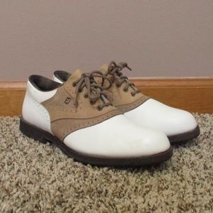 Footjoy Golf Shoes‎ Men's 7.5 Narrow White Brown Lace Up